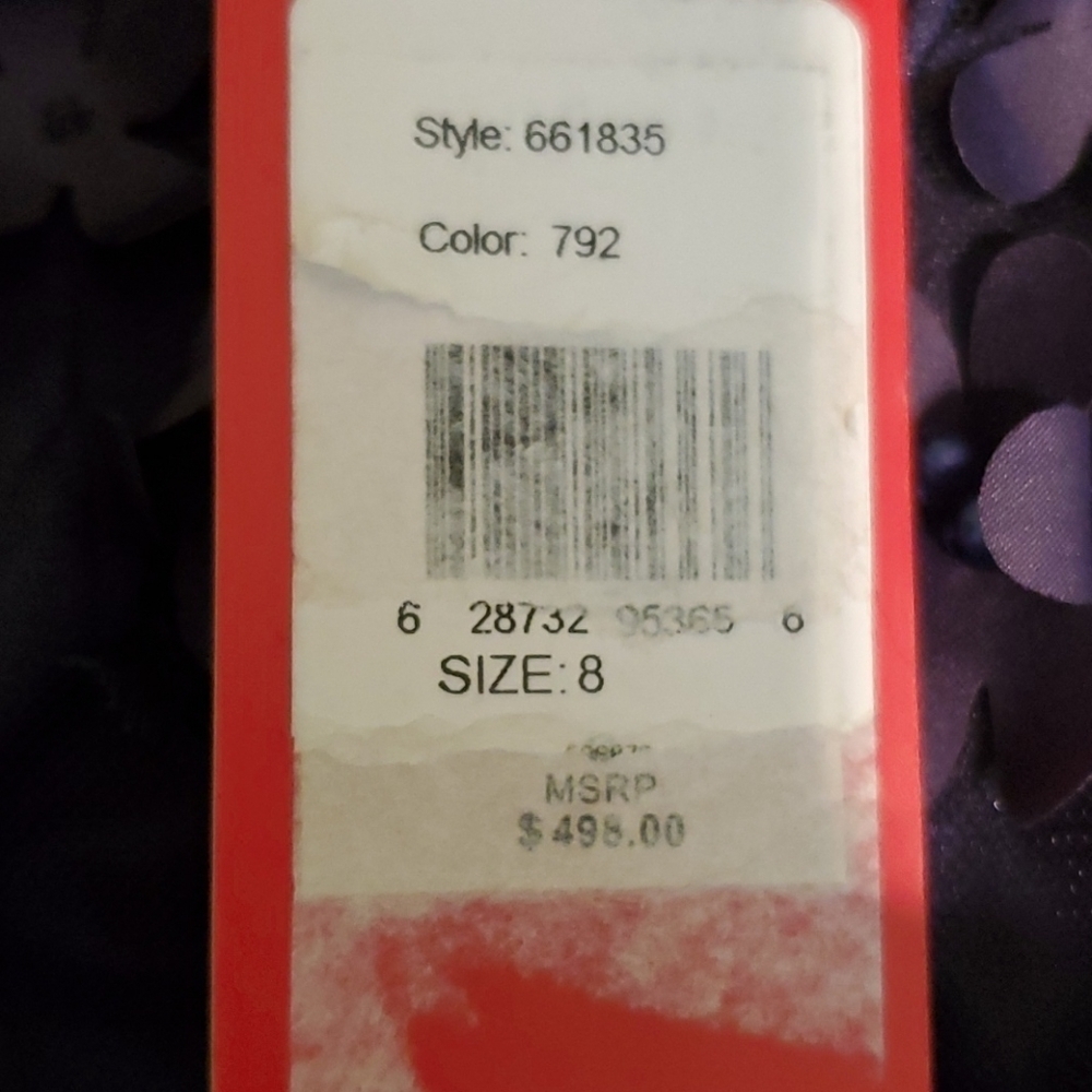 "Carmen Marc Valvo sheer with daisy Formal Navy 8 - Picture 5 of 6
